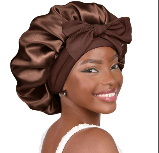 Brown Satin Hair Bonnet